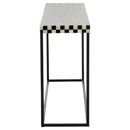 Obra Mother Of Pearl Wooden Console Table In Black And White