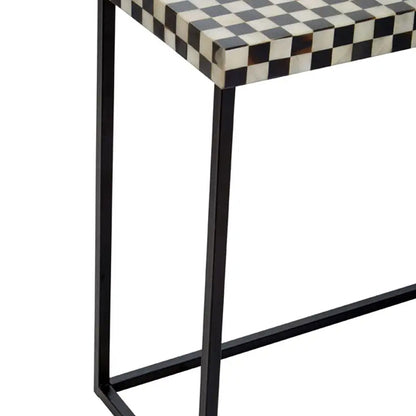 Obra Mother Of Pearl Wooden Console Table In Black And White