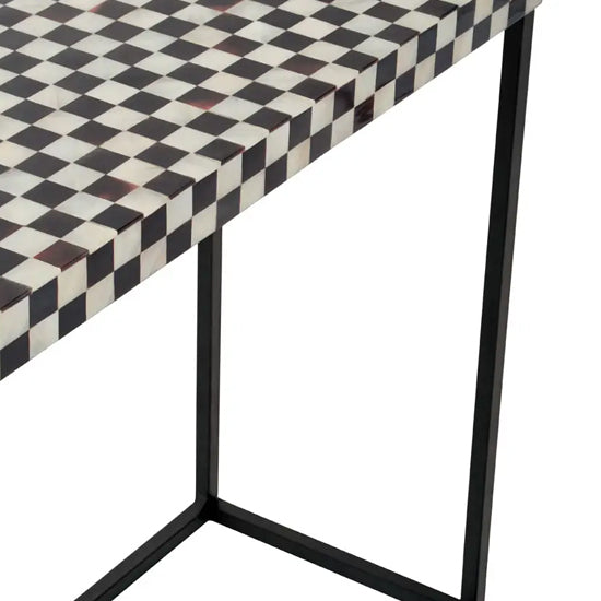 Obra Mother Of Pearl Wooden Console Table In Black And White