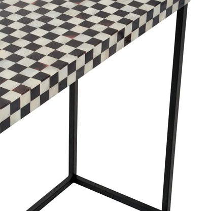Obra Mother Of Pearl Wooden Console Table In Black And White
