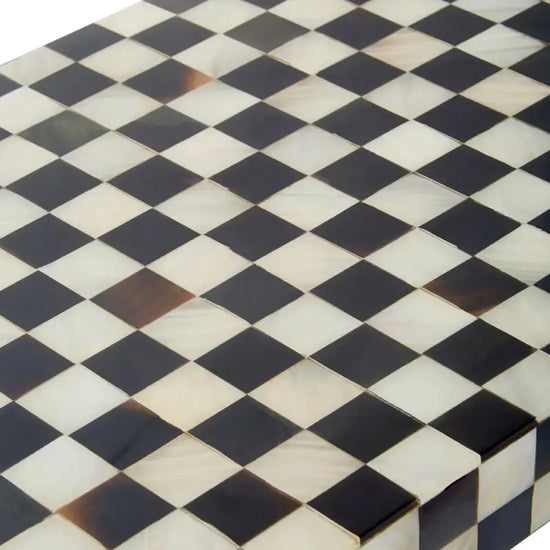 Obra Mother Of Pearl Wooden Console Table In Black And White