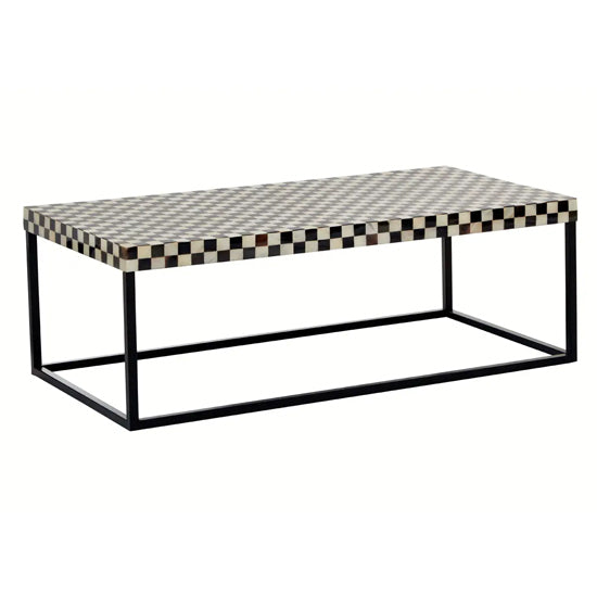 Obra Mother Of Pearl Wooden Coffee Table In Black And White