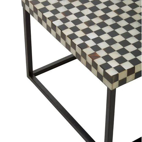 Obra Mother Of Pearl Wooden Coffee Table In Black And White