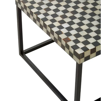 Obra Mother Of Pearl Wooden Coffee Table In Black And White
