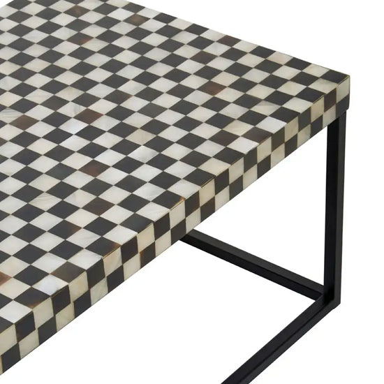 Obra Mother Of Pearl Wooden Coffee Table In Black And White