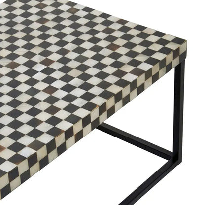Obra Mother Of Pearl Wooden Coffee Table In Black And White