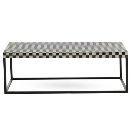 Obra Mother Of Pearl Wooden Coffee Table In Black And White