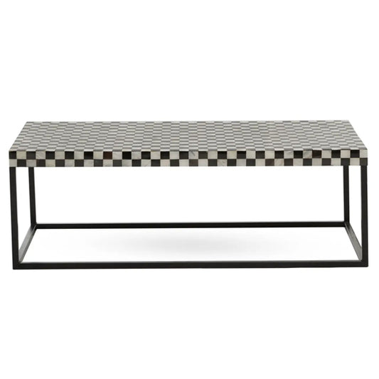 Obra Mother Of Pearl Wooden Coffee Table In Black And White