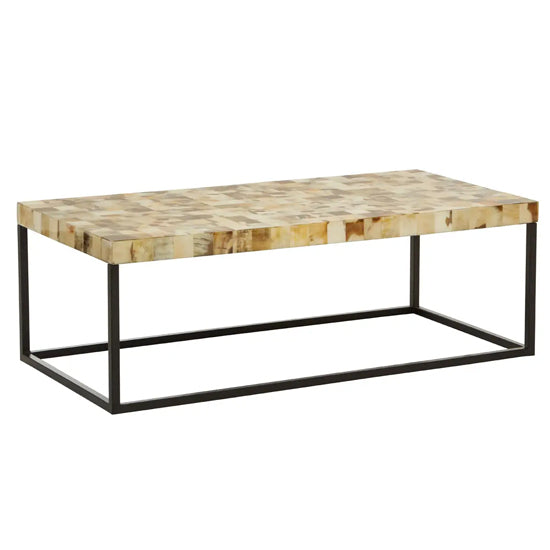 Obra Mother Of Pearl Rectangle Wooden Coffee Table In Cream