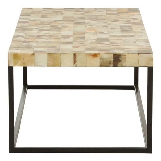 Obra Mother Of Pearl Rectangle Wooden Coffee Table In Cream