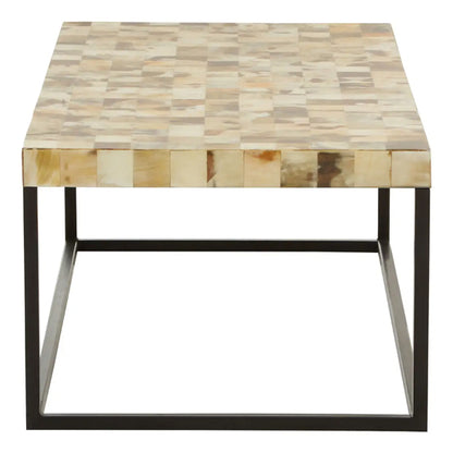 Obra Mother Of Pearl Rectangle Wooden Coffee Table In Cream