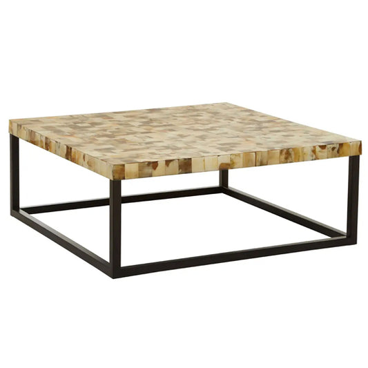 Obra Mother Of Pearl Square Wooden Coffee Table In Cream