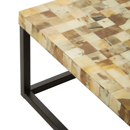 Obra Mother Of Pearl Square Wooden Coffee Table In Cream
