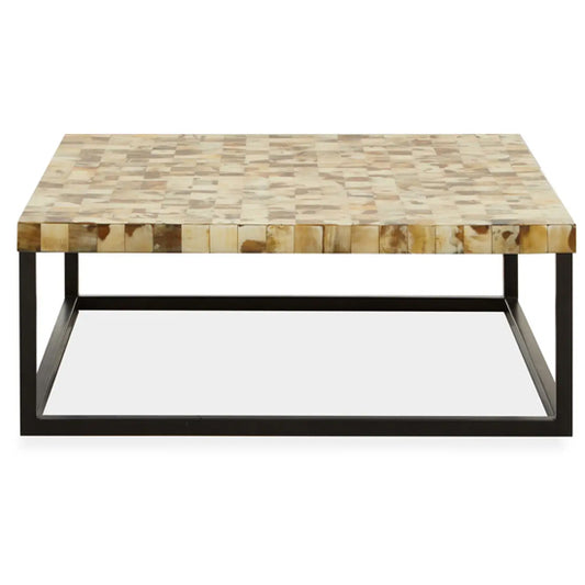 Obra Mother Of Pearl Square Wooden Coffee Table In Cream