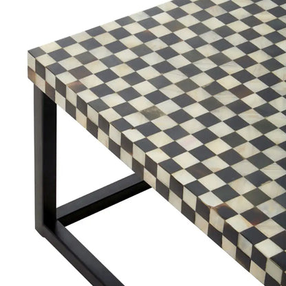 Obra Mother Of Pearl Wooden Square Coffee Table In Black And White
