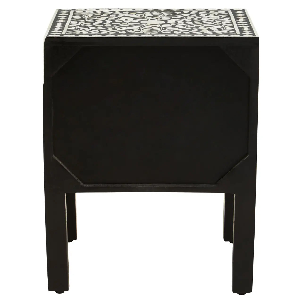 Fusion Wooden Side Table With 2 Drawers And Bone Inlay