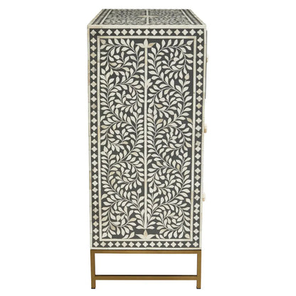 Fusion Wooden Chest Of 3 Drawers In Grey And Bone Inlay