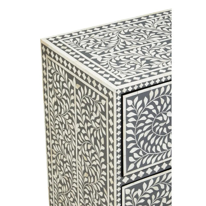 Fusion Wooden Chest Of 3 Drawers In Grey And Bone Inlay