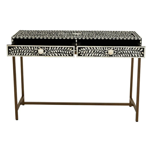 Fusion Wooden Console Table With Gold Finish Legs