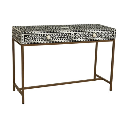 Fusion Wooden Console Table With Gold Finish Legs