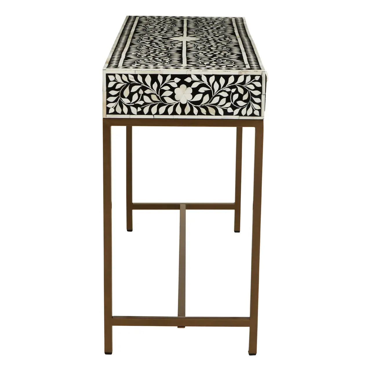 Fusion Wooden Console Table With Gold Finish Legs