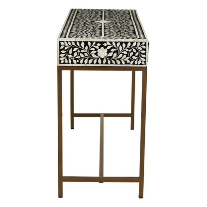 Fusion Wooden Console Table With Gold Finish Legs