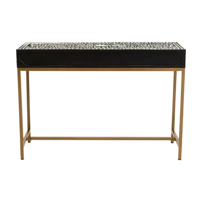 Fusion Wooden Console Table With Gold Finish Legs