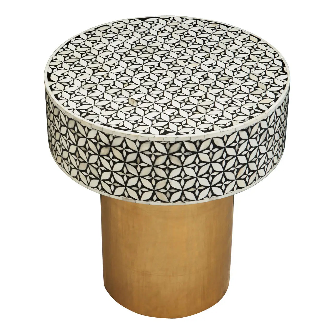 Fusion Round Side Table With Gold Luxe Base