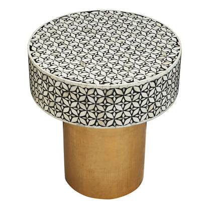 Fusion Round Side Table With Gold Luxe Base