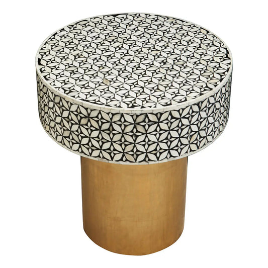 Fusion Round Side Table With Gold Luxe Base