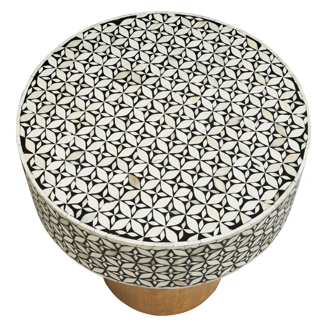 Fusion Round Side Table With Gold Luxe Base