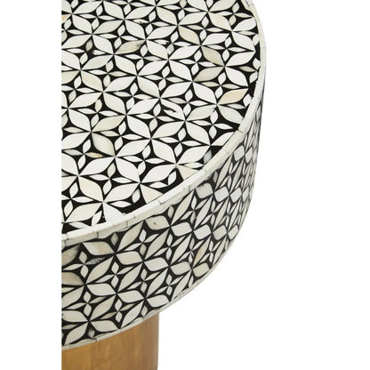 Fusion Round Side Table With Gold Luxe Base