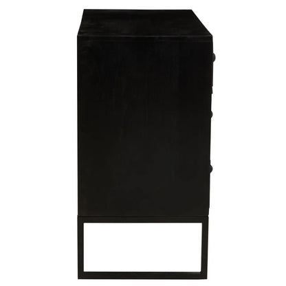Fusion Wooden Chest Of 3 Drawers In Black And Bone Inlay
