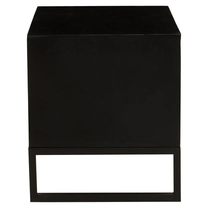 Fusion Wooden Side Table With 2 Drawers With Black Frame