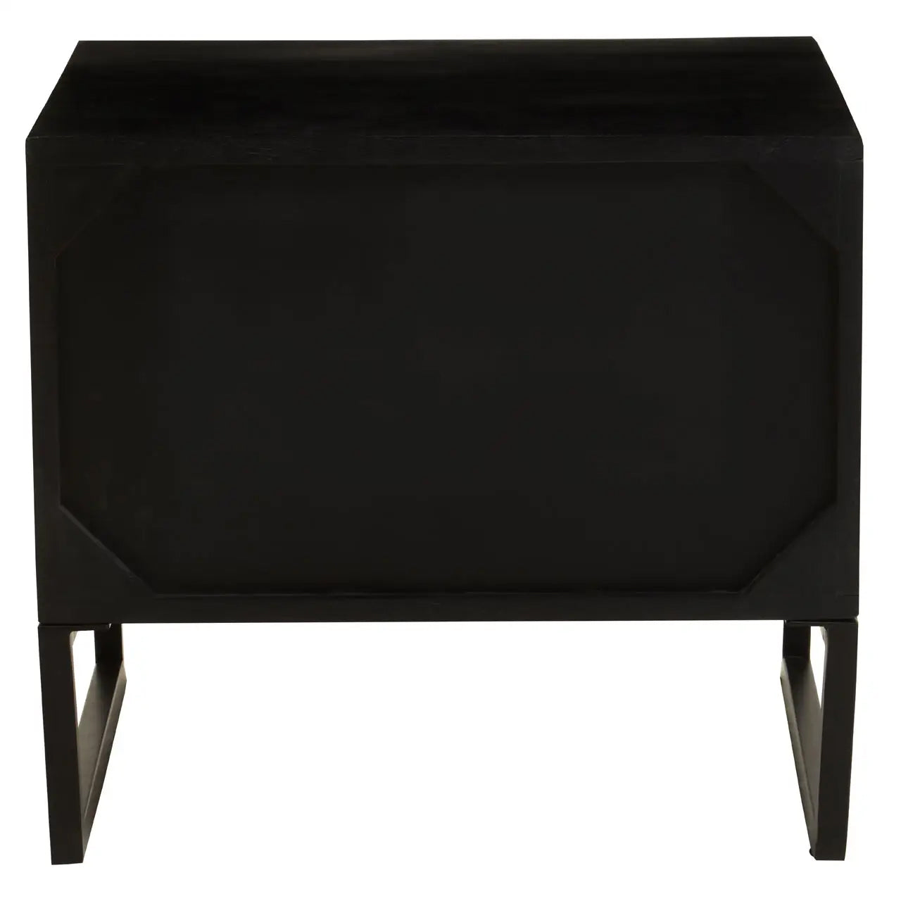 Fusion Wooden Side Table With 2 Drawers With Black Frame