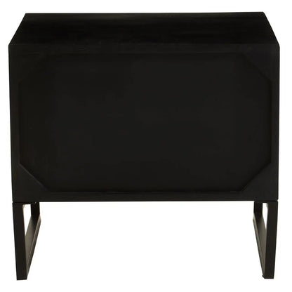 Fusion Wooden Side Table With 2 Drawers With Black Frame