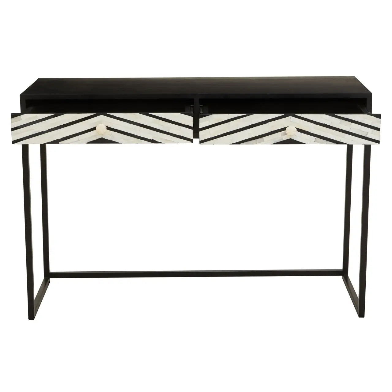 Fusion Wooden Console Table With 2 Drawers With Black Frame