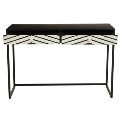 Fusion Wooden Console Table With 2 Drawers With Black Frame