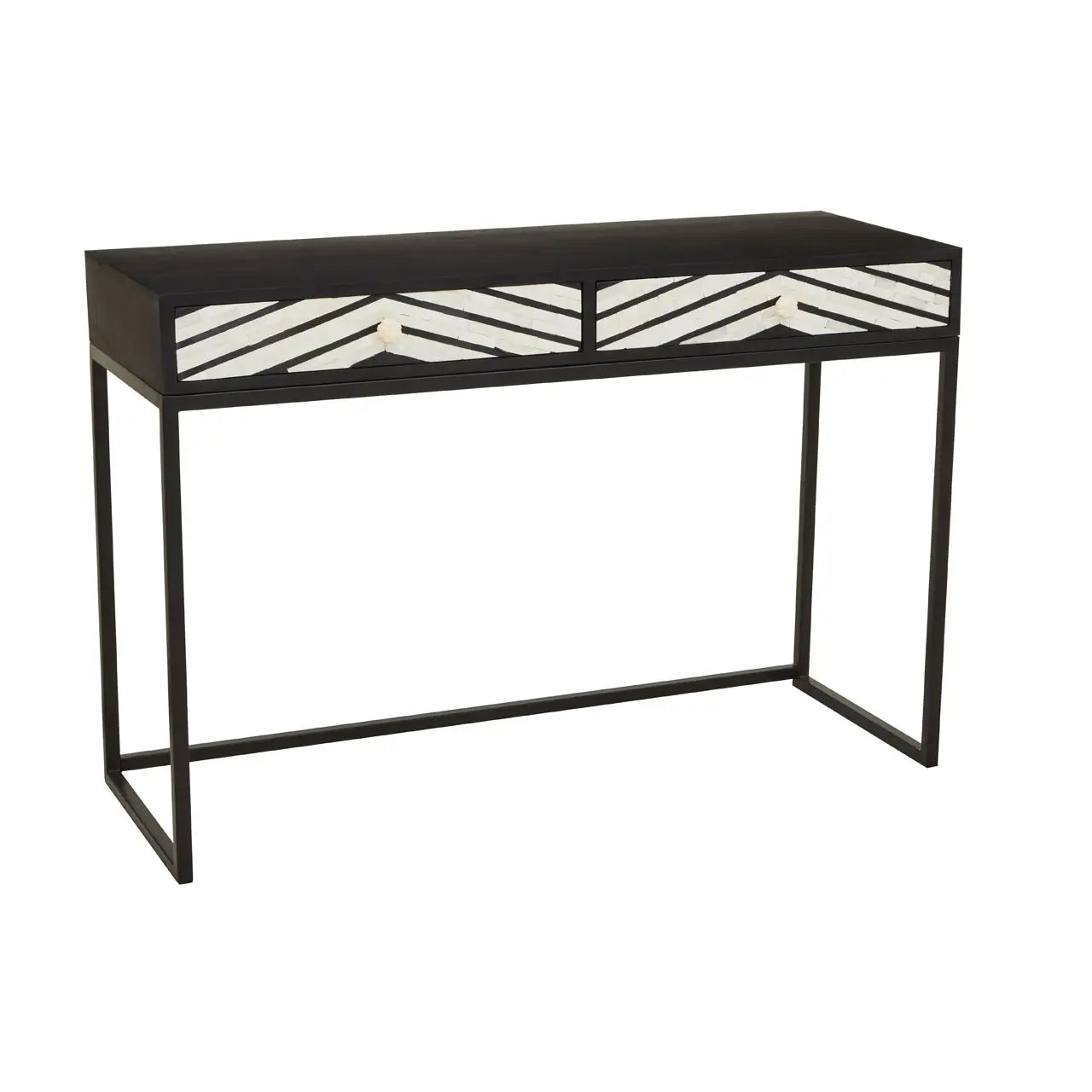 Fusion Wooden Console Table With 2 Drawers With Black Frame