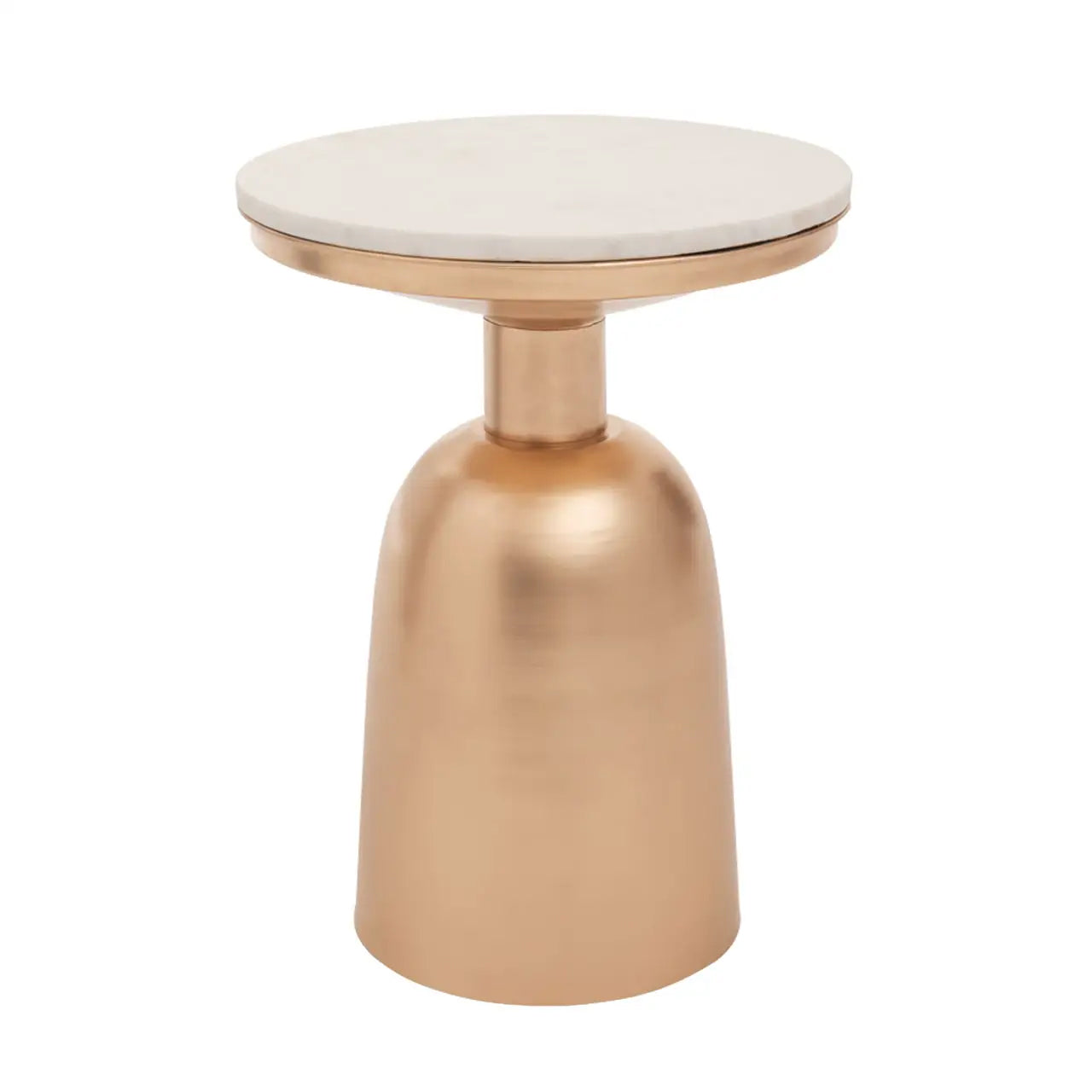 Amira Marble Top Side Table In White With Gold Base