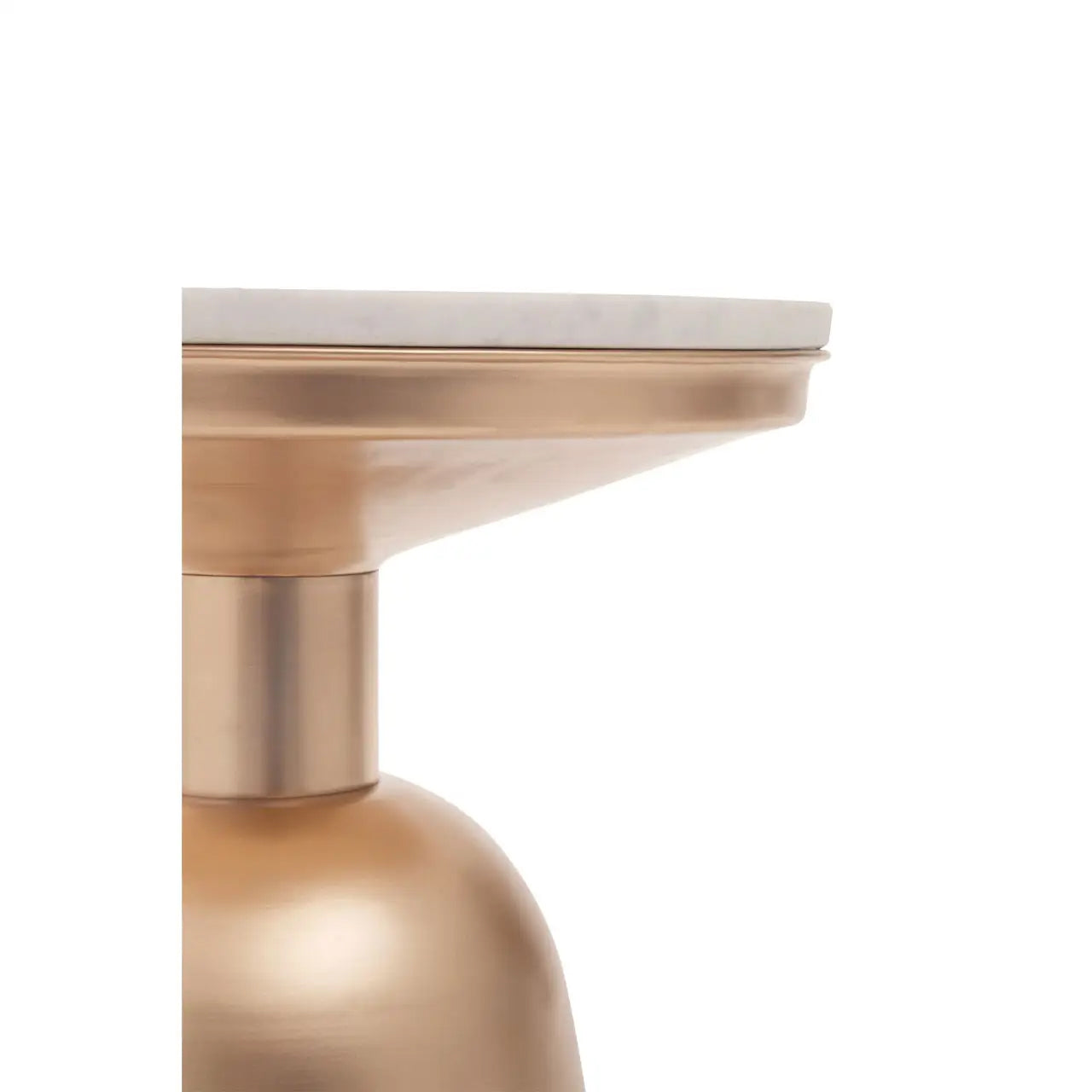 Amira Marble Top Side Table In White With Gold Base