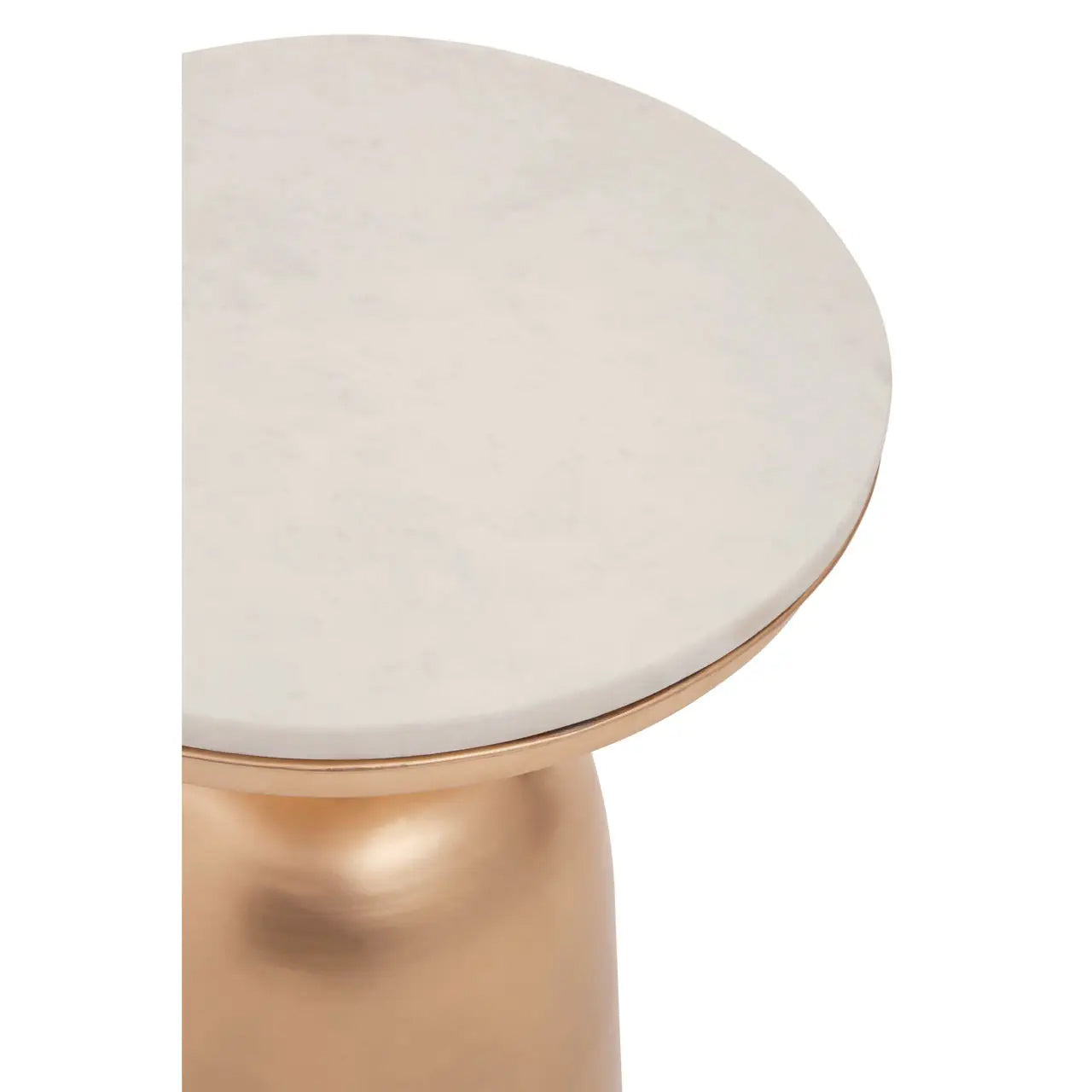 Amira Marble Top Side Table In White With Gold Base