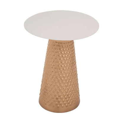 Amira Round White Top Side Table With Gold Base