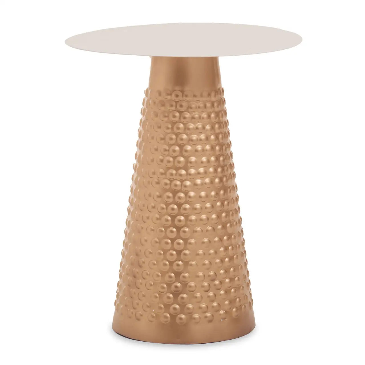 Amira Round White Top Side Table With Gold Base