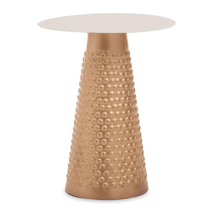 Amira Round White Top Side Table With Gold Base