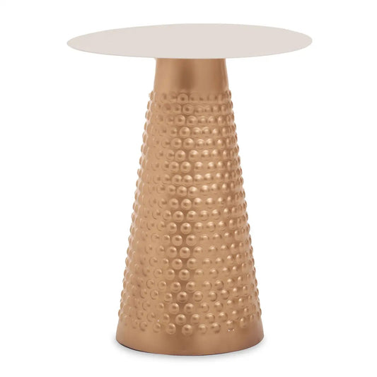 Amira Round White Top Side Table With Gold Base