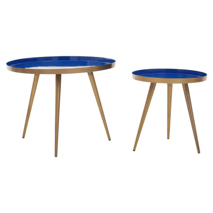 Amira Metal Nest Of 2 Tables In Blue Enamel