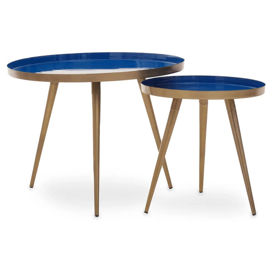 Amira Metal Nest Of 2 Tables In Blue Enamel