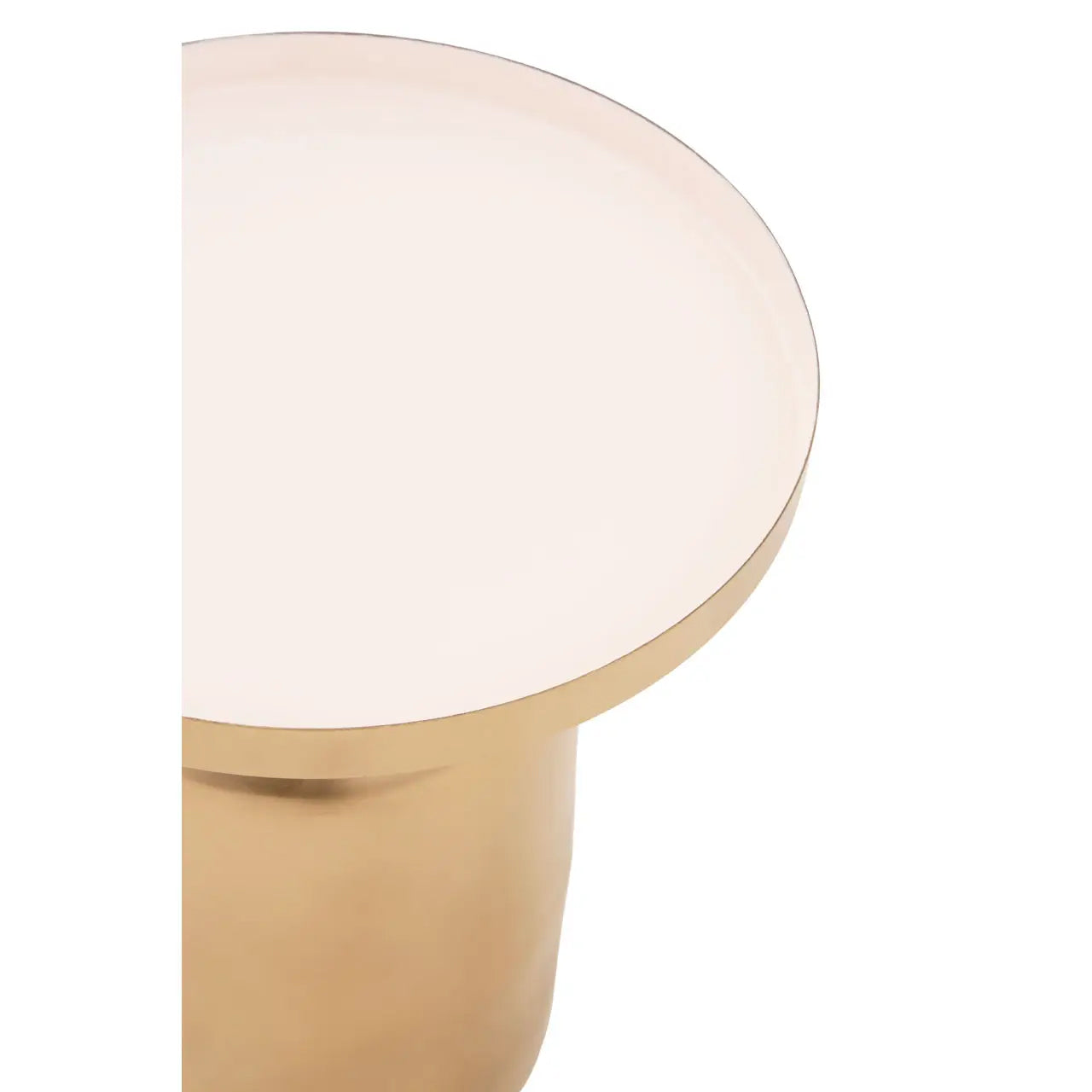 Amira Off White Enamel Top Metal Side Table With Matte Gold Base