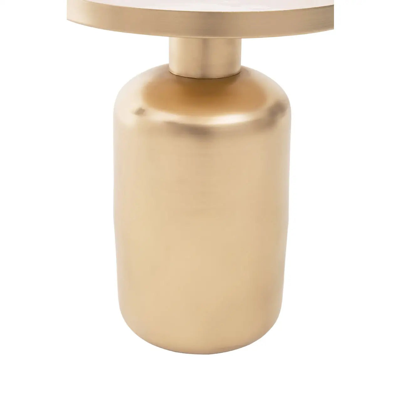 Amira Off White Enamel Top Metal Side Table With Matte Gold Base